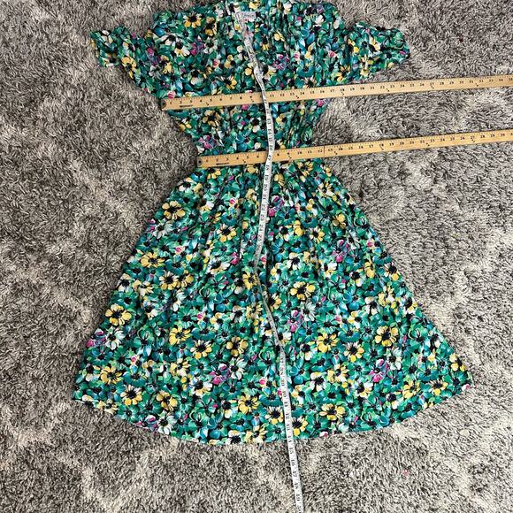 Vintage 80s Amandine Paris Floral Button Front Viscose Midi Dress (38) S XS - Picture 15 of 15